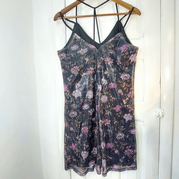 NWT Xhilaration Strappy Sequined Black Floral Mesh Cocktail Party Dress Sz M - Picture 7 of 14